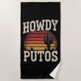 Toalla De Playa Hola Putos Cactus Divertido Retro Antiguo