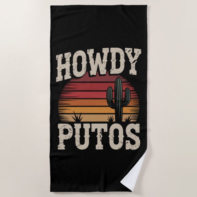 Toalla De Playa Hola Putos Cactus Divertido Retro Antiguo (Anverso)