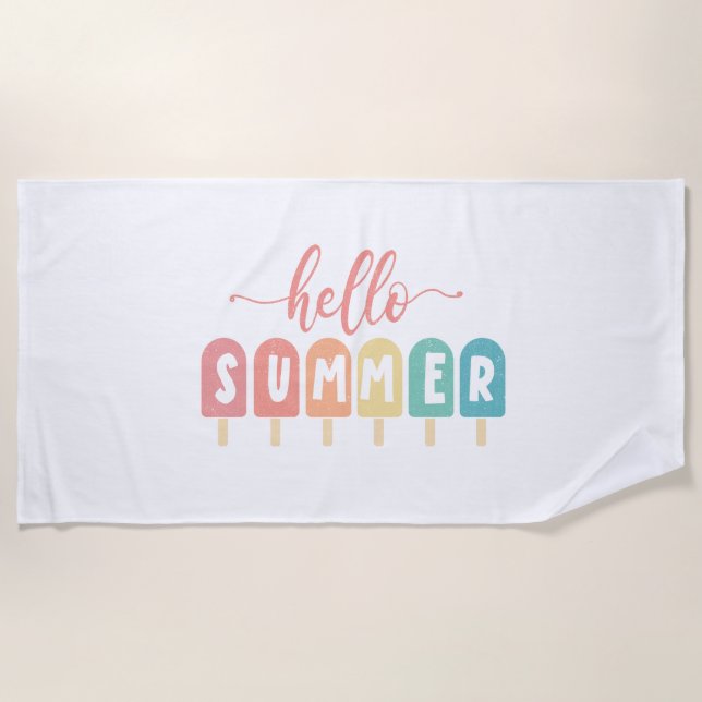 Toalla De Playa Hola Summer Pastel Popsicles (Anverso)