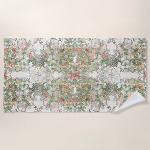 Toalla De Playa Hollyhock de la madreselva de Nouveau del arte de