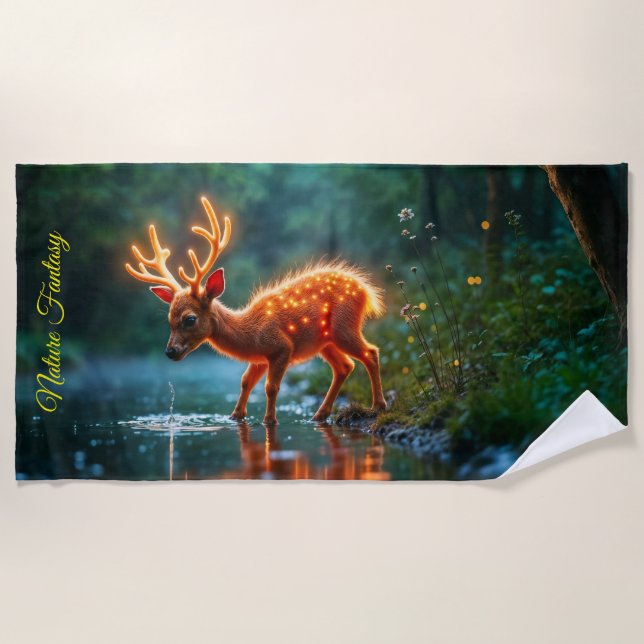 Toalla De Playa Hornos radiantes de abrevaderos de fauna de ciervo (Anverso)