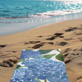 Toalla De Playa Hortensias Azules | Hermoso Arbusto Floral