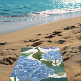Toalla De Playa Hortensias Azules | Hermoso Arbusto Floral