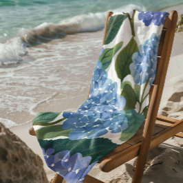 Toalla De Playa Hortensias Azules | Hermoso Arbusto Floral