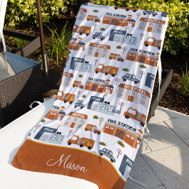 Toalla De Playa Hospital, incendio, patrón de ciudad policial para