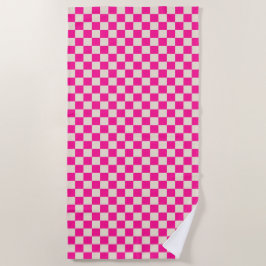 Toalla De Playa Hot pink and tan checkerboard pattern
