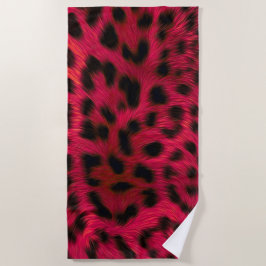 Toalla De Playa Hot Pink Leopard Print Faux