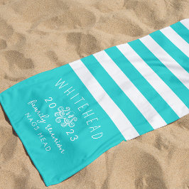 Toalla De Playa Huelga de pulpo náutico Aqua Monograma azul