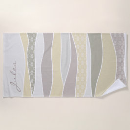 Toalla De Playa Huella curvada verde rosa amarillo anaranjada Resu