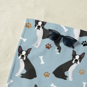 Toalla De Playa Huesos y caminos de Boston Terrier