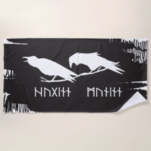 Toalla De Playa Huginn y Muninn Cuervos Viking Ink Norse