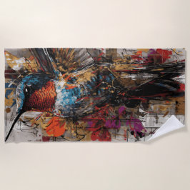 Toalla De Playa Hummingbird Street Art Illustration