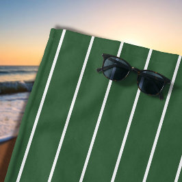 Toalla De Playa Hunter Green y White Thin Horizontal Striping