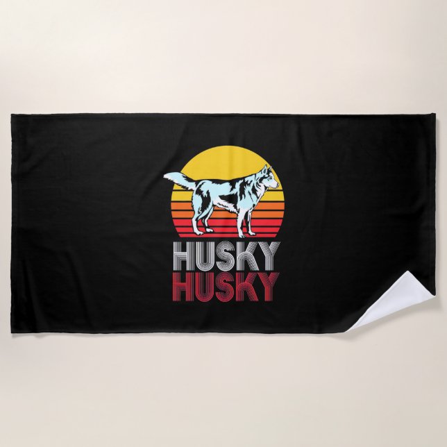 Toalla De Playa Husky Siberian Retro Vintage (Anverso)
