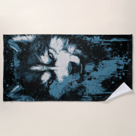 Toalla De Playa Husky Wolf Grunge Head