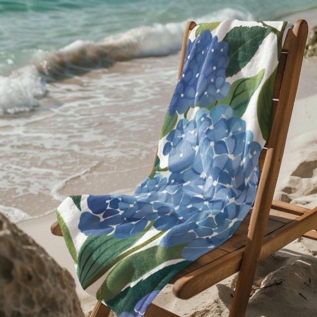 Toalla De Playa Hydrangeas Blue | Hermoso Bush floral (Subido por el creador)