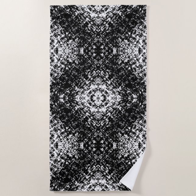 Toalla De Playa Hypnotic Abstract Black And White Modern Art (Anverso)