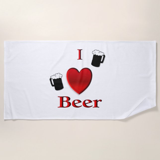 Toalla De Playa I Heart Beer Design (Anverso)