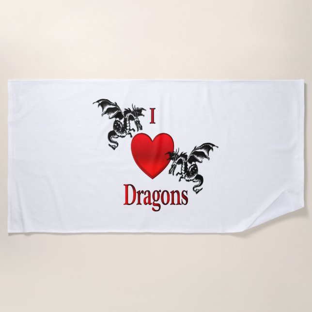 Toalla De Playa I Heart Dragons (Anverso)