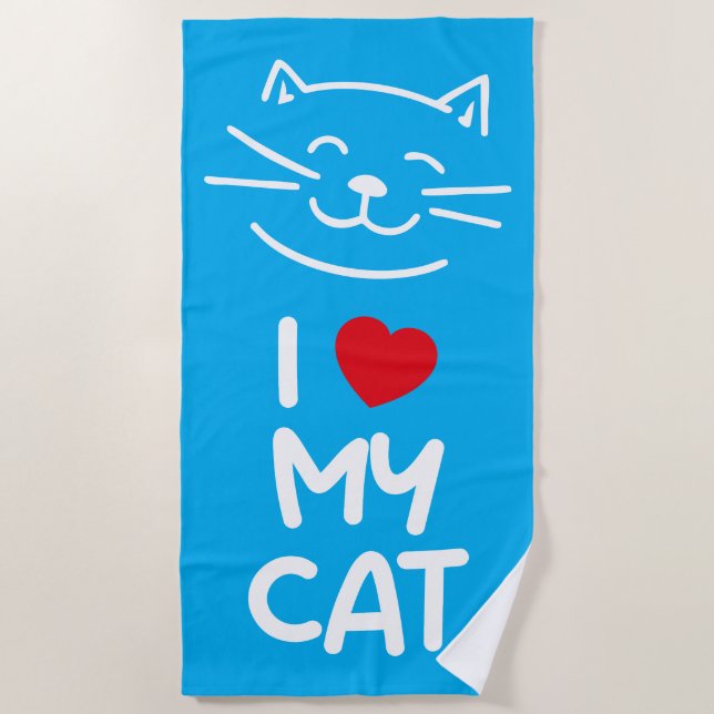 Toalla De Playa I love my cat (Anverso)