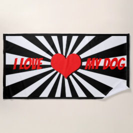 Toalla De Playa I love my dog mit Herz