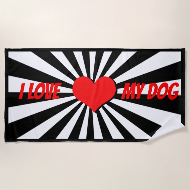 Toalla De Playa I love my dog mit Herz (Anverso)
