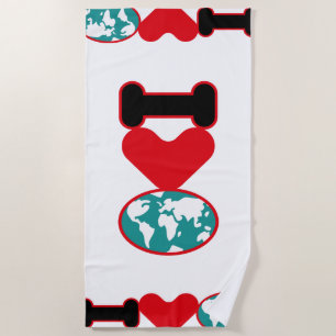 TOALLA DE PLAYA I LOVE THE WORLD BY MASANSER PIXELAT