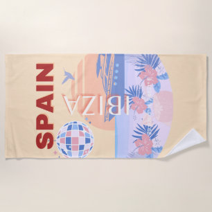 Toalla De Playa Ibiza, España, Viajes, Arte Retro, Pastel