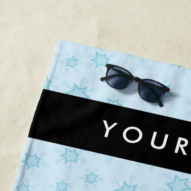 Toalla De Playa Ice Blue Snowflakes, su nombre, Personalice (In situ)