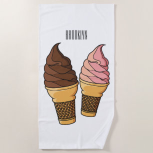 Toalla De Playa Ice cream cone cartoon illustration 