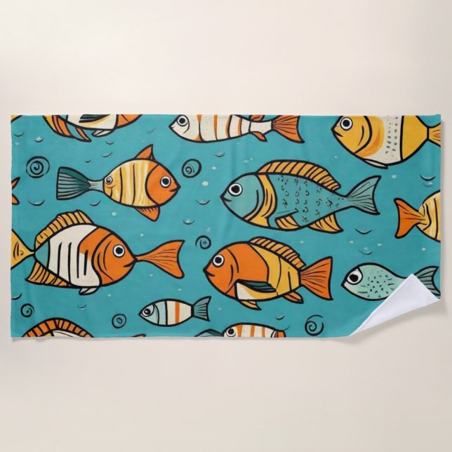 Toalla De Playa Ideas de regalo de patrones de peces (Anverso)