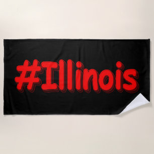 Toalla De Playa "#Illinois " Diseño bonito. ¡Hazte con una en Zazz