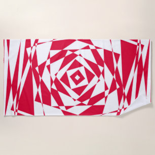 Toalla De Playa Ilusión abstracta roja blanca