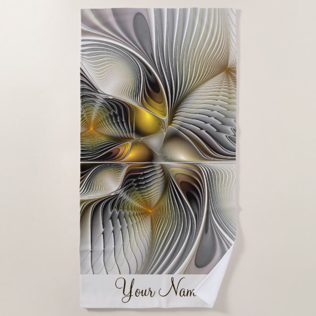 Toalla De Playa Ilusión óptica Resumen Nombre de profundidad fract (Anverso)