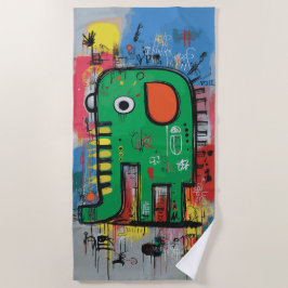 Toalla De Playa Ilustración abstracta de elefante en estilo pop ar