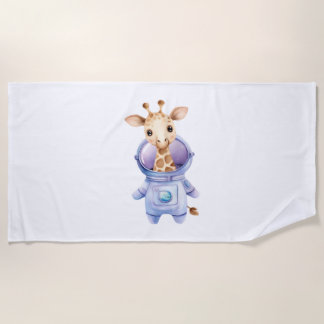 Toalla De Playa Ilustracion Astronauta de Girafa Adorable Clásico 