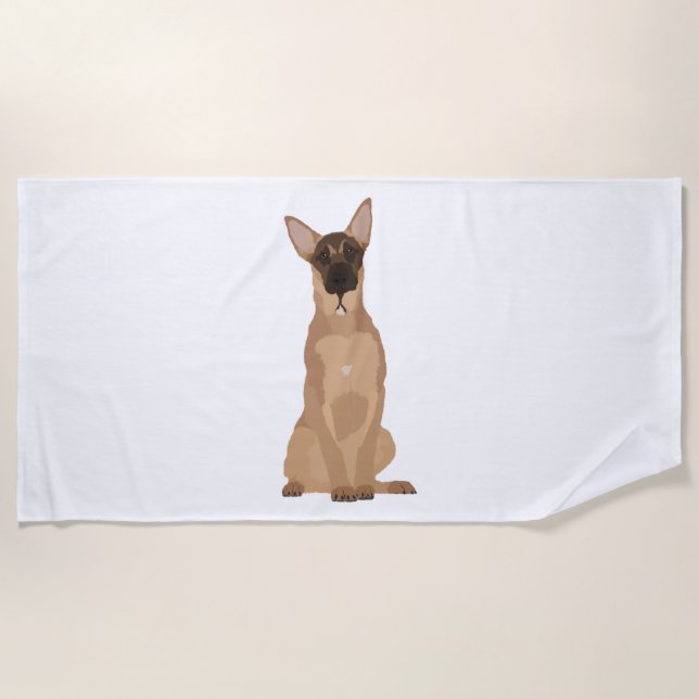 Toalla De Playa ¡Ilustracion belga malinois! (Anverso)