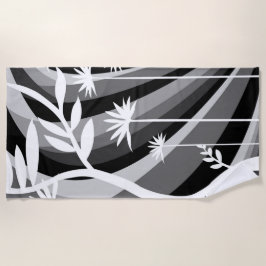 Toalla De Playa Ilustracion botánico blanco y negro