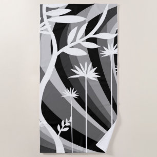 Toalla De Playa Ilustracion botánico blanco y negro