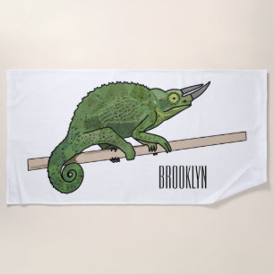 Toalla De Playa Ilustracion chameleon personalizado de Jackson