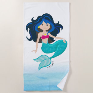 Toalla De Playa Ilustracion cutáneo de las acuarelas de sirena