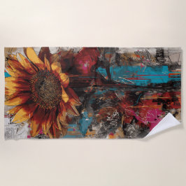 Toalla De Playa Ilustración de arte callejero urbano de girasol