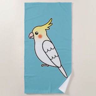 Toalla De Playa Ilustración de ave de dibujos animados Lutino Cock