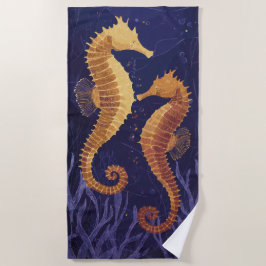 Toalla De Playa Ilustración de Caballitos de Mar – Arte Oceánico E