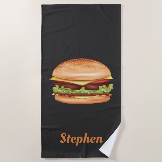 Toalla De Playa Ilustración de comida rápida de hamburguesa con no (Anverso)