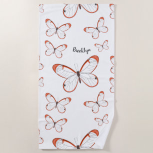 Toalla De Playa Ilustración de dibujos animados de mariposa de ala