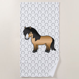 Toalla De Playa Ilustración de dibujos animados de poni Shetland c