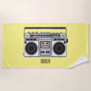 Toalla De Playa Ilustración de dibujos animados de radio
