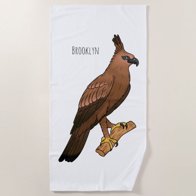 Toalla De Playa Ilustración de dibujos animados del águila de Java (Anverso)