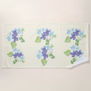 Toalla De Playa Ilustracion de flores violetas silvestres